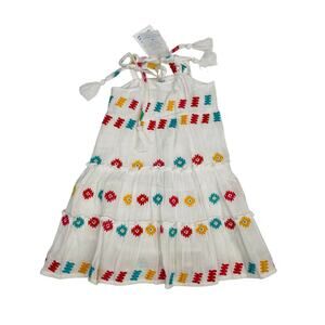 NWT Mer St. Barth Size 10 Bella Shoulder Tie Dress with Embroidery
